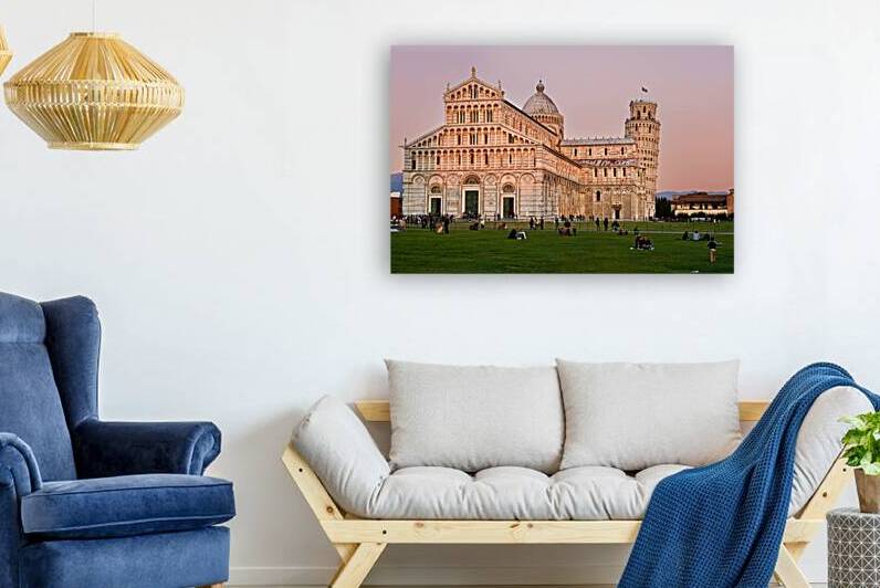 Sunset view of Cathedral and Leaning Tower in Pisa Italy by Marco Brivio