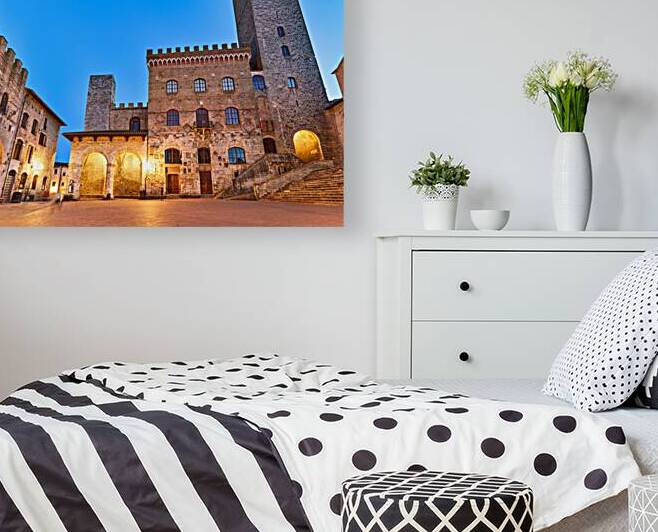 Sunset at Piazza del Duomo in San Gimignano Tuscany Italy by Marco Brivio