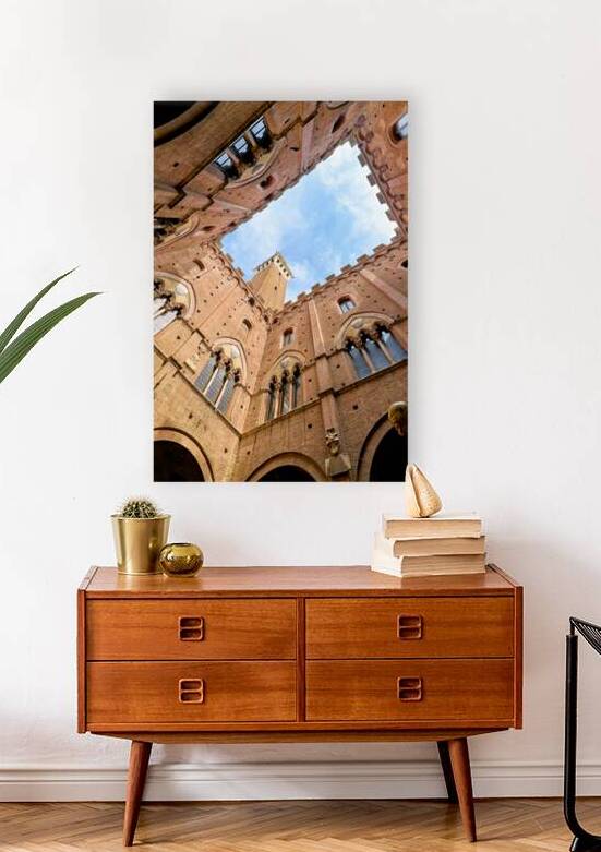 View of Torre del Mangia in Siena Tuscany from below by Marco Brivio