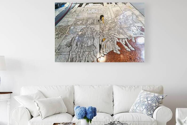 Marble mosaic floor inside Siena Cathedral in Tuscany Italy by Marco Brivio