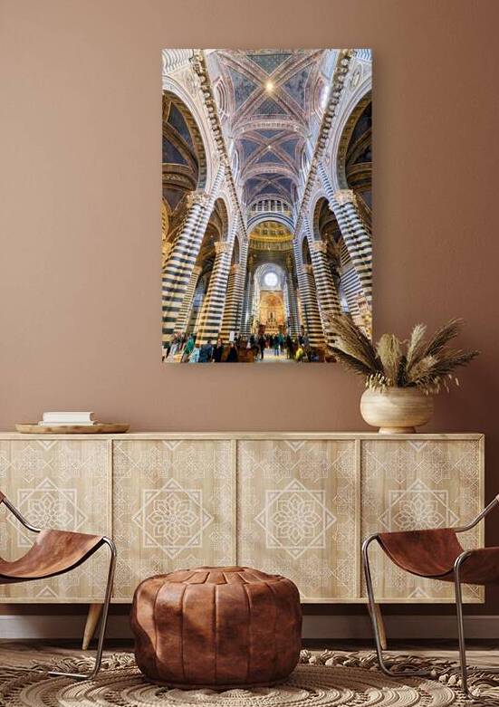 Siena Cathedral interior shows arches and visitors in Tuscany by Marco Brivio