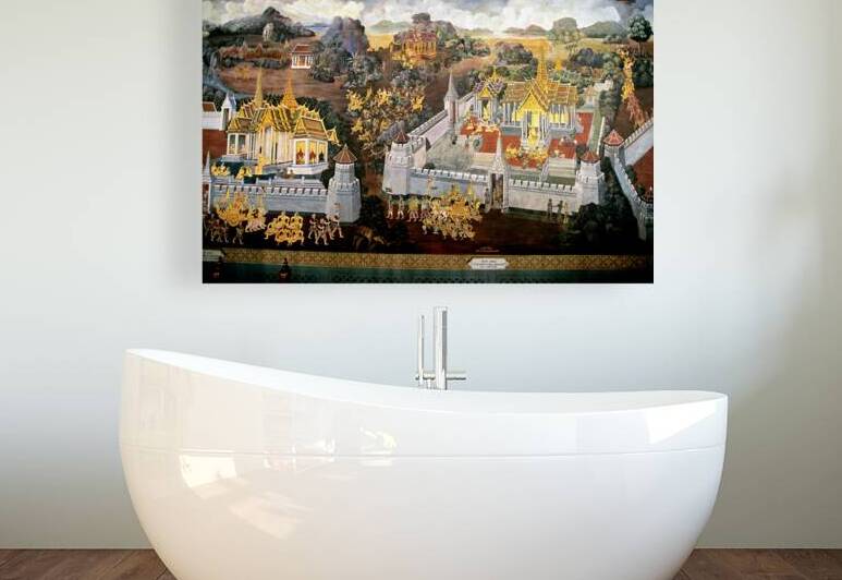 Wat Phra Kaew temple view in Bangkok with murals by Marco Brivio