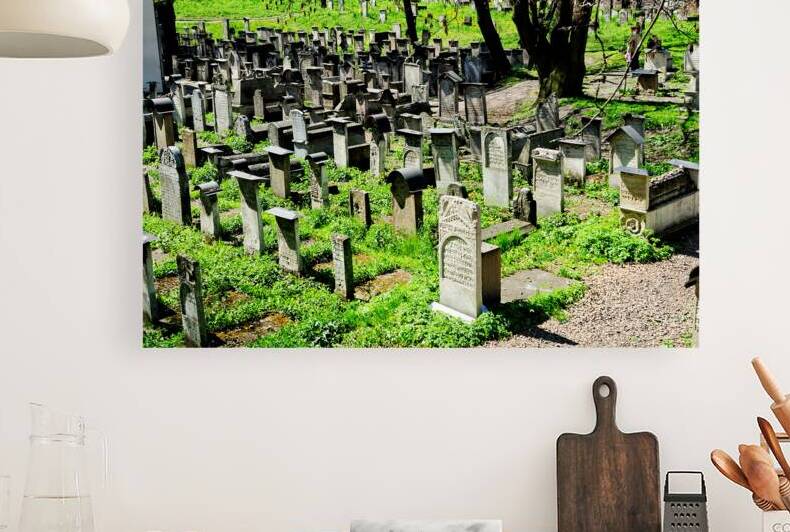 Jewish cemetery in Krakow Poland shows many graves among grass by Marco Brivio