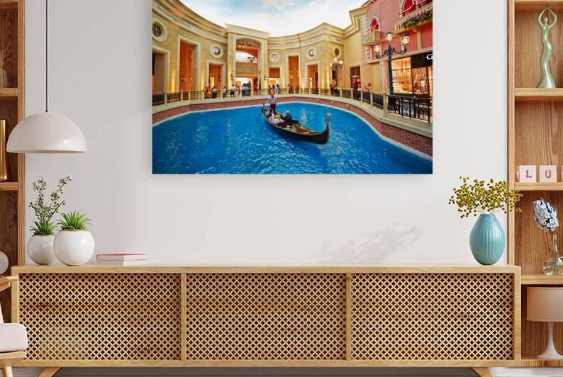 Visitors enjoy gondola ride at Little Venice in Las Vegas by Marco Brivio