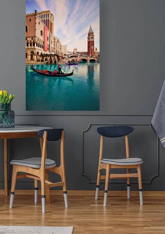 Venetian Hotel in Las Vegas at sunset with gondola rides by Marco Brivio