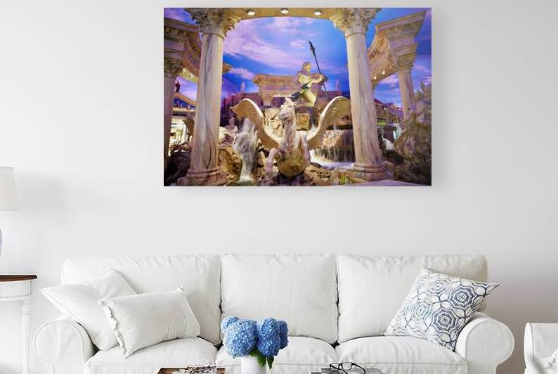 Fountain with statue at Caesars Palace Hotel Mall in Las Vegas by Marco Brivio