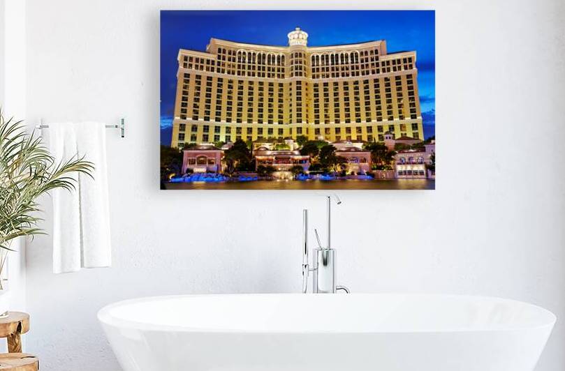 Bellagio Hotel and Casino shines at night in Las Vegas by Marco Brivio