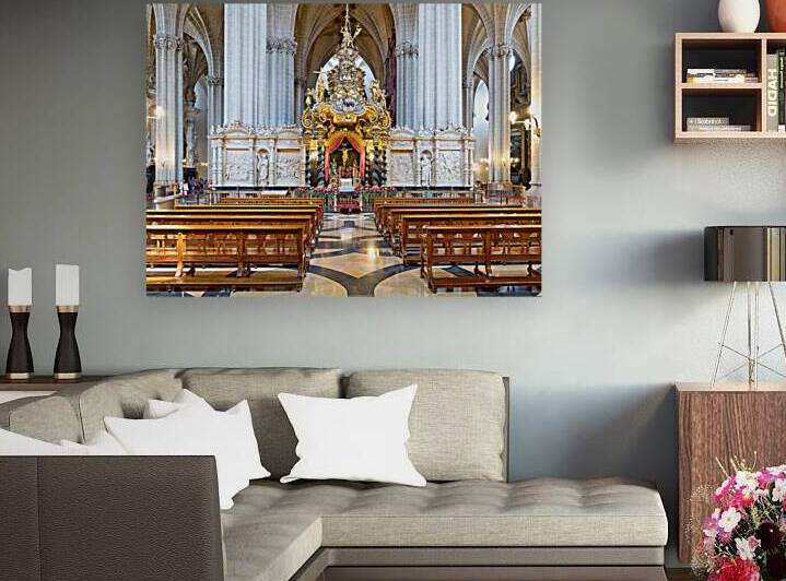 Savior Cathedral interior view in Zaragoza Spain during the day by Marco Brivio