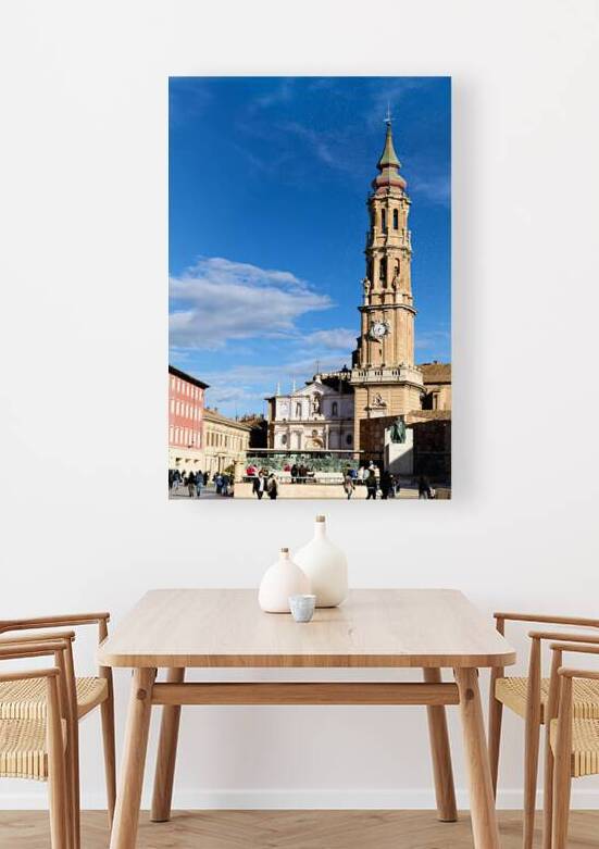 Tourists visit Cathedral of the Savior in Zaragoza Spain by Marco Brivio