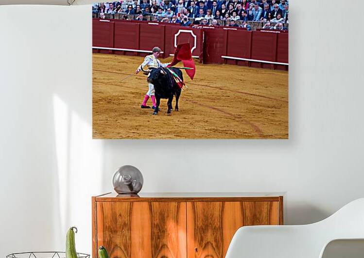 Bullfight in Seville Arena with matador and bull by Marco Brivio