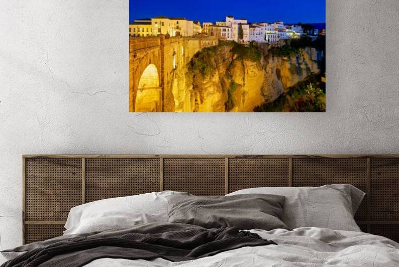 Ronda city at night near El Tajo gorge in Spain by Marco Brivio