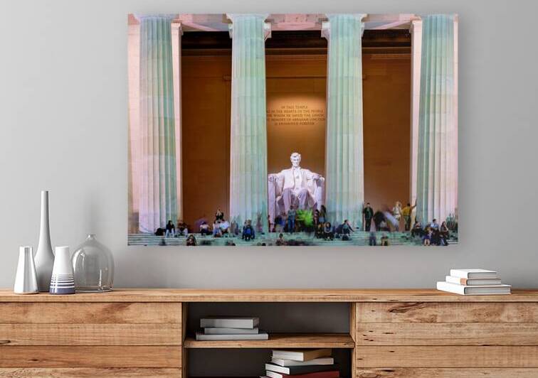 Visitors gather at Lincoln Memorial in Washington D.C by Marco Brivio