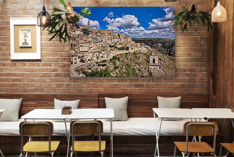 Cityscape of Sassi di Matera in Italy with blue sky by Marco Brivio