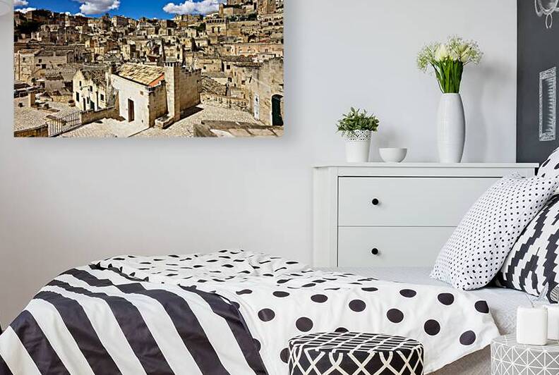 Cityscape of Matera with old stone buildings by Marco Brivio