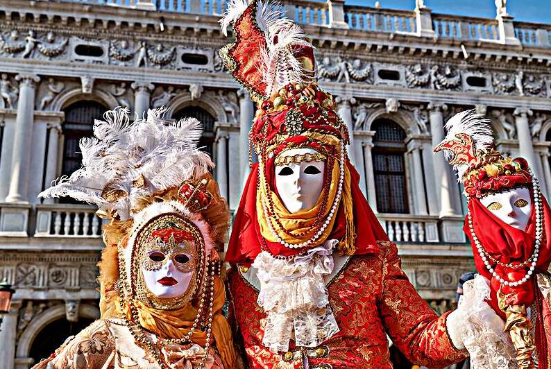 Carnival in Venice with mask and costume display by Marco Brivio